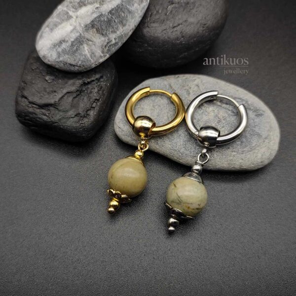 Green Silver Leaf, Jasper earring