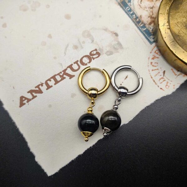 Simple Black Obsidian earring