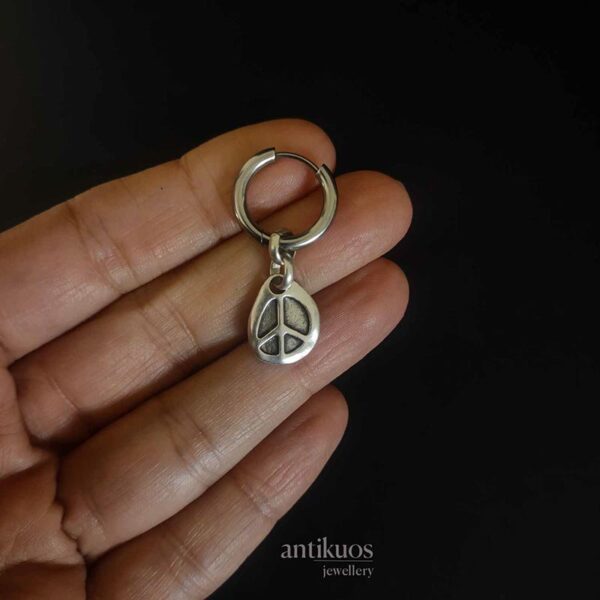 peace pendant earring with hook