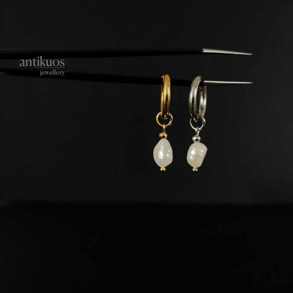 white pearl earring