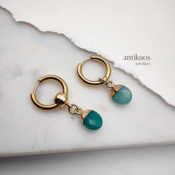 Teal jade drop earring