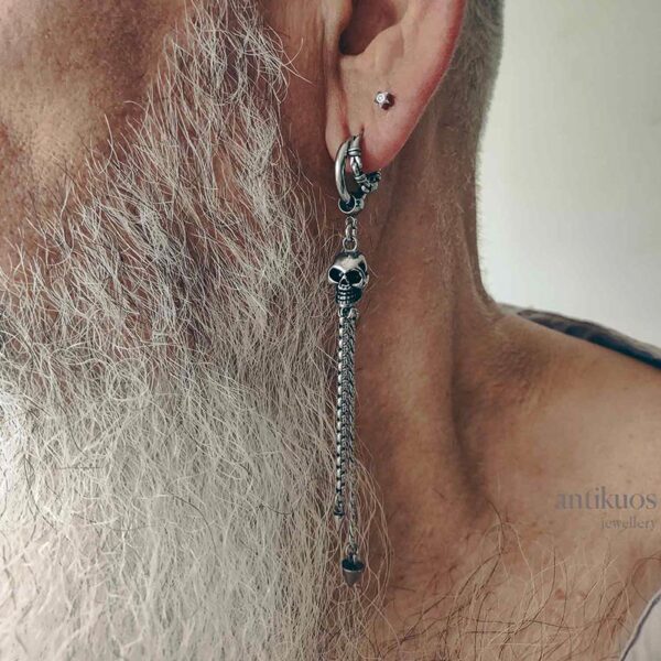 skull and chains mens earring