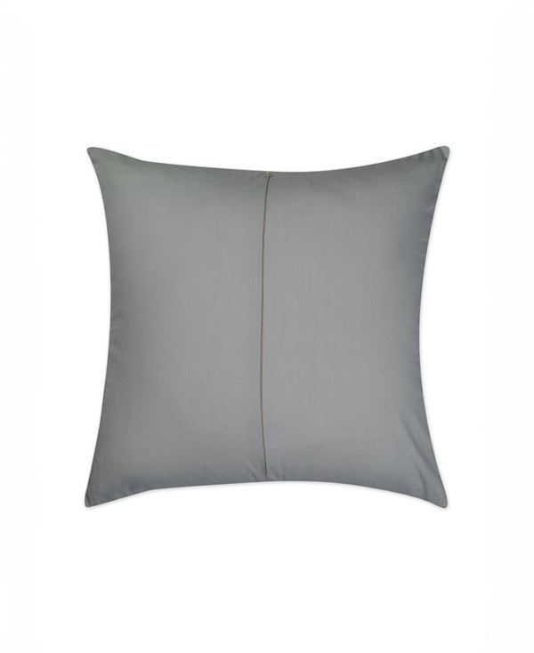 Underside view of Grey silk cushion cover with woven leaf patterns from Mulberry Home India