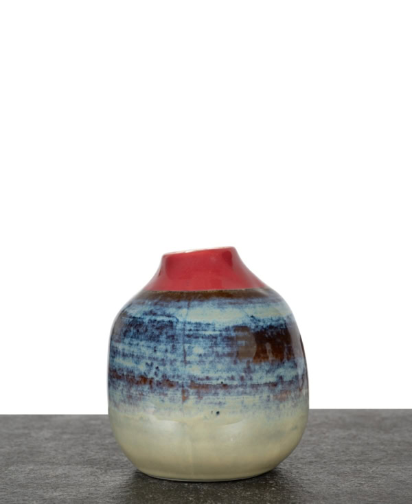 17 cm tall, small handcrafted ceramic vase with a multitone glaze from Mulberry Home India
