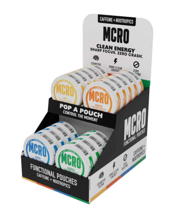 MCRO caffeine energy pouches wholesale display box