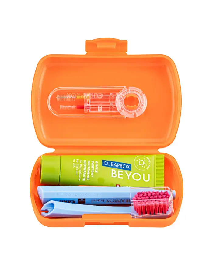 Curaprox Travel Set Πορτοκαλί (Οδοντόκρεμα - Μεσοδόντια - Οδοντόβουρτσα) - Be You 10ml