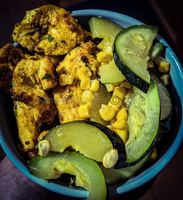 End-of-Summer Grilled Chicken & Zucchini Quinoa Bowl