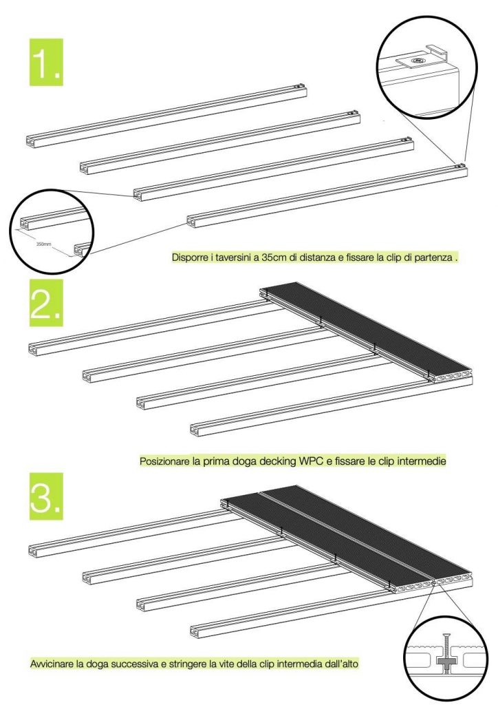come si installa il decking WPC pronto posa