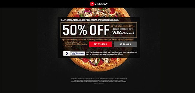  Visa and Pizza Hut landing page example and critique