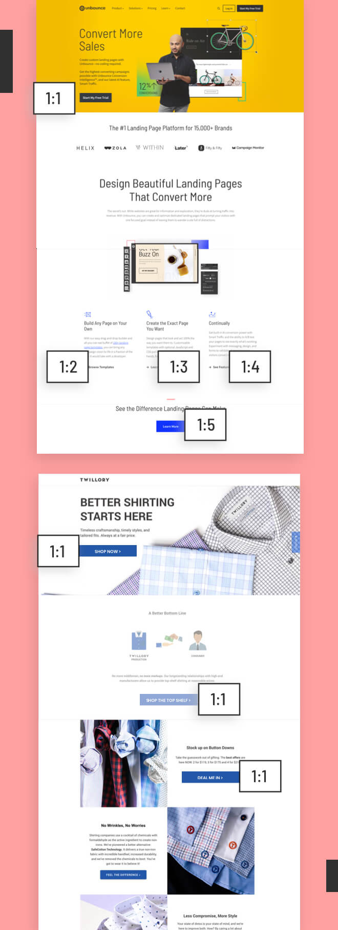 Attention ratio example on a landing page Mobile version