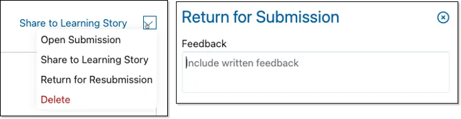 Edsby student activity return for resubmission