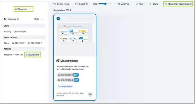 Edsby student activity all submissions