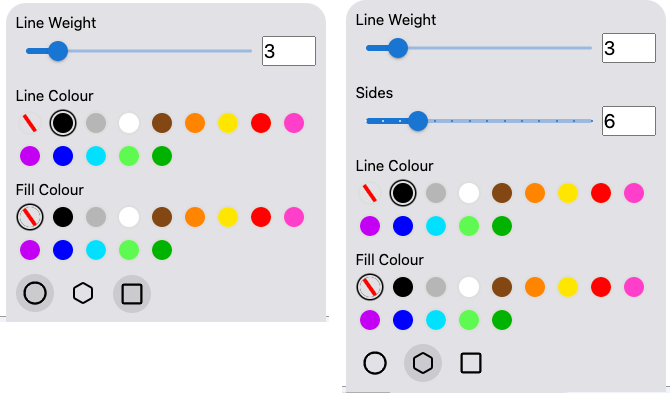 Edsby artboard shape tool options