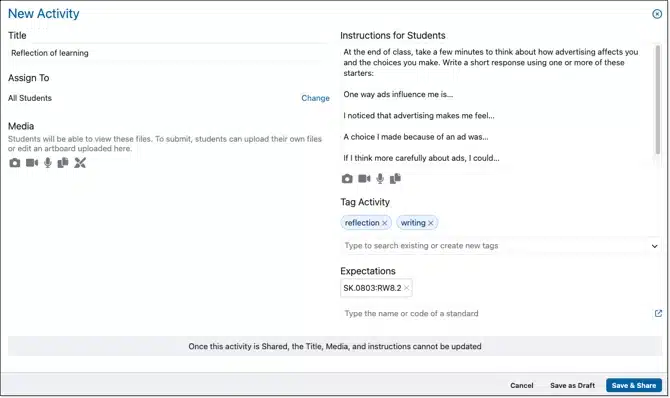New Edsby activity form