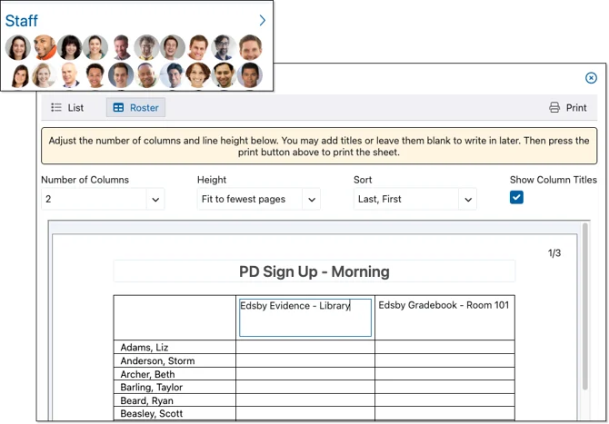 Edsby school page staff