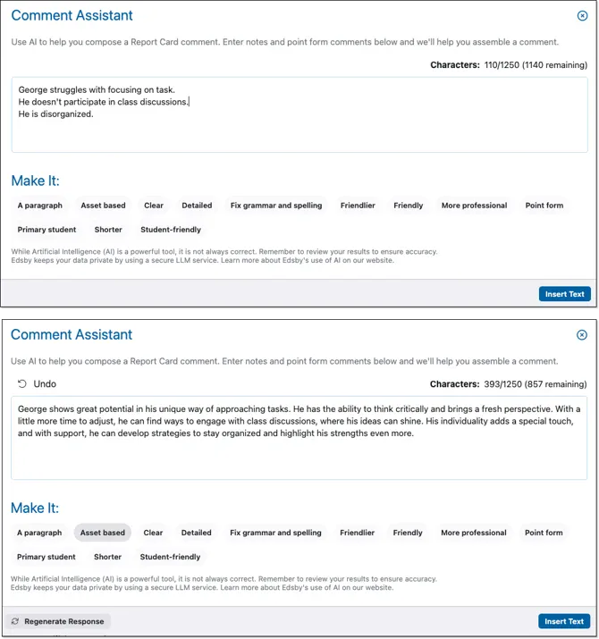 Edsby Teacher AI Assistant comment assistant 2