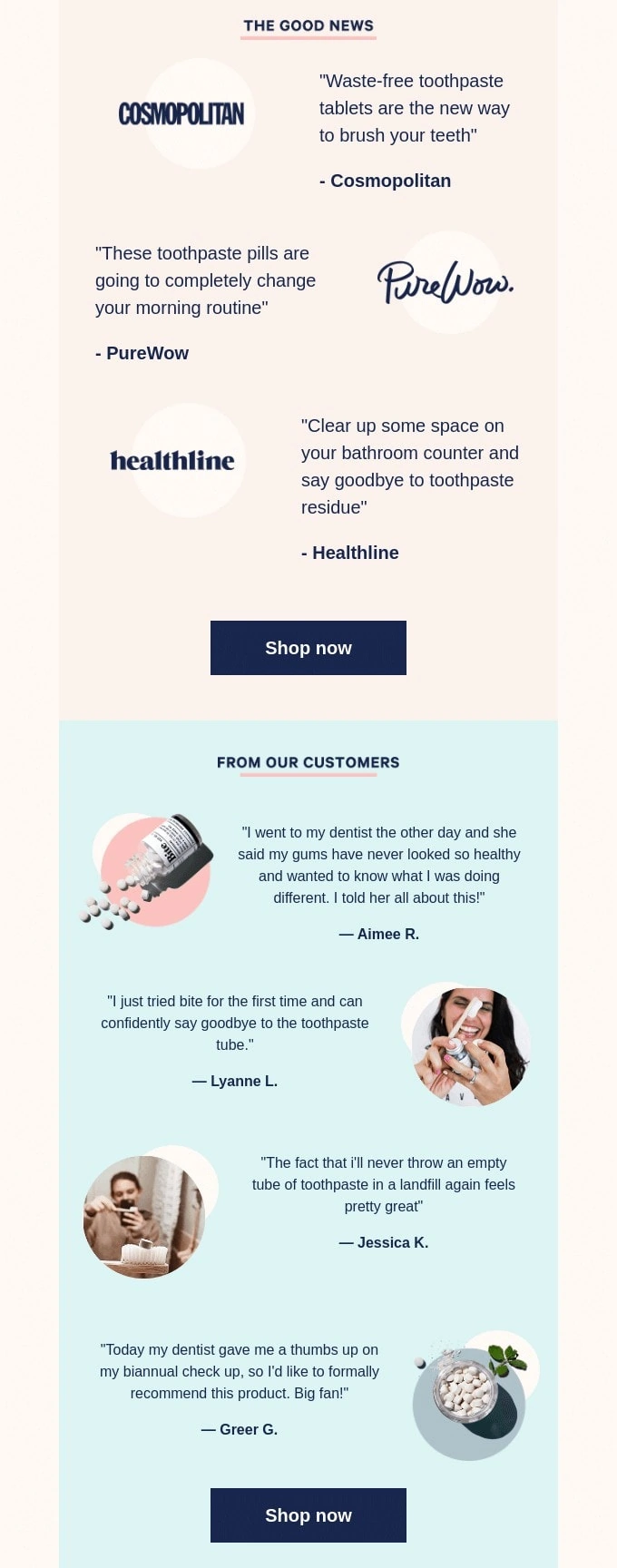 Bite email campaign example