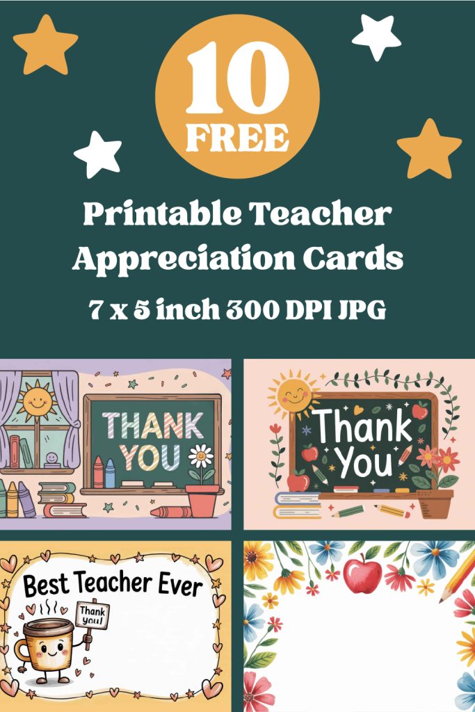 Free Printable Teacher Appreciation Cards – 10 Cute Designs For Last-Minute Thank You Gifts