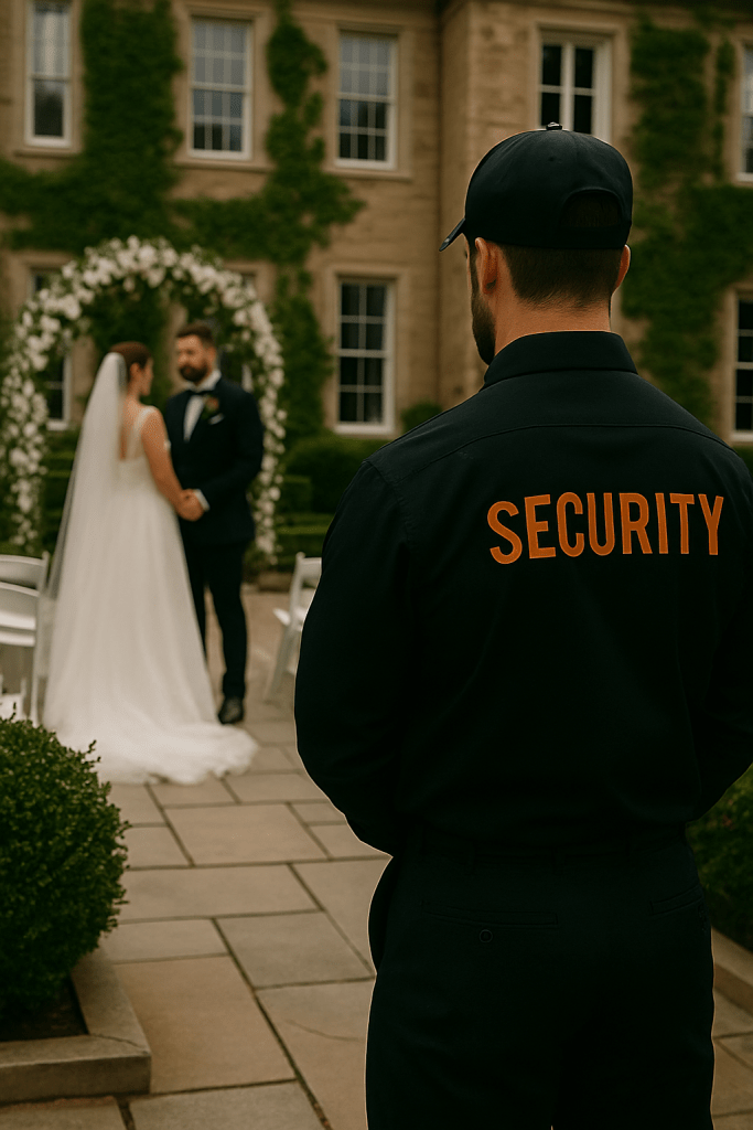 Discreet wedding security team at a private venue in The Hills District, Sydney.
