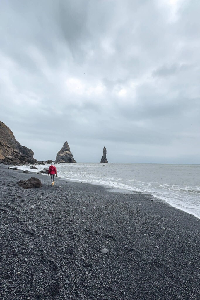 Walking along the beach in Iceland