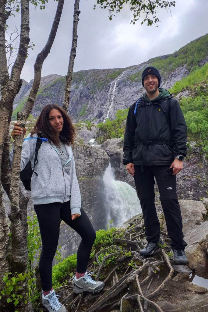 Andrew and I standing at the top of Manafossen waterfall