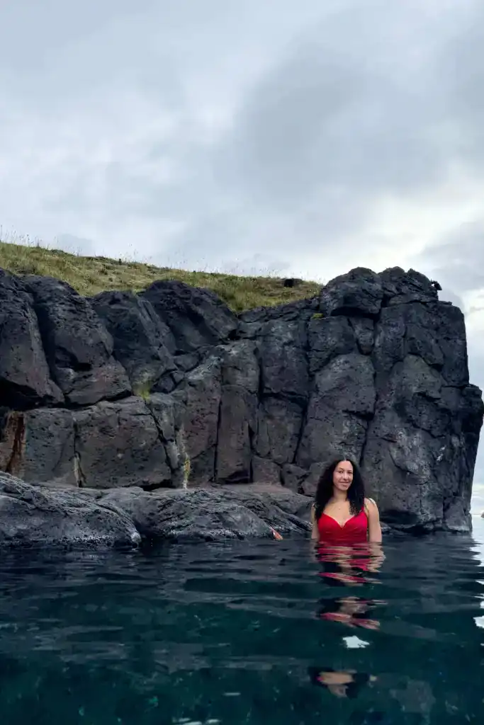 Alice soaking in the geothermal waters of Iceland's magical Sky Lagoon