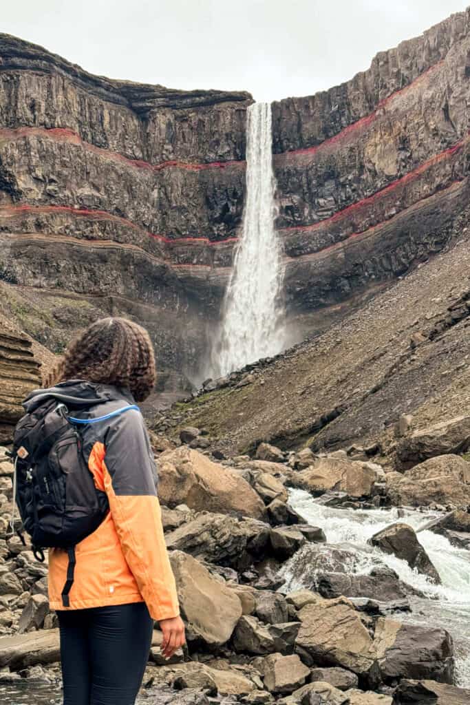Hengifoss waterfall up close
