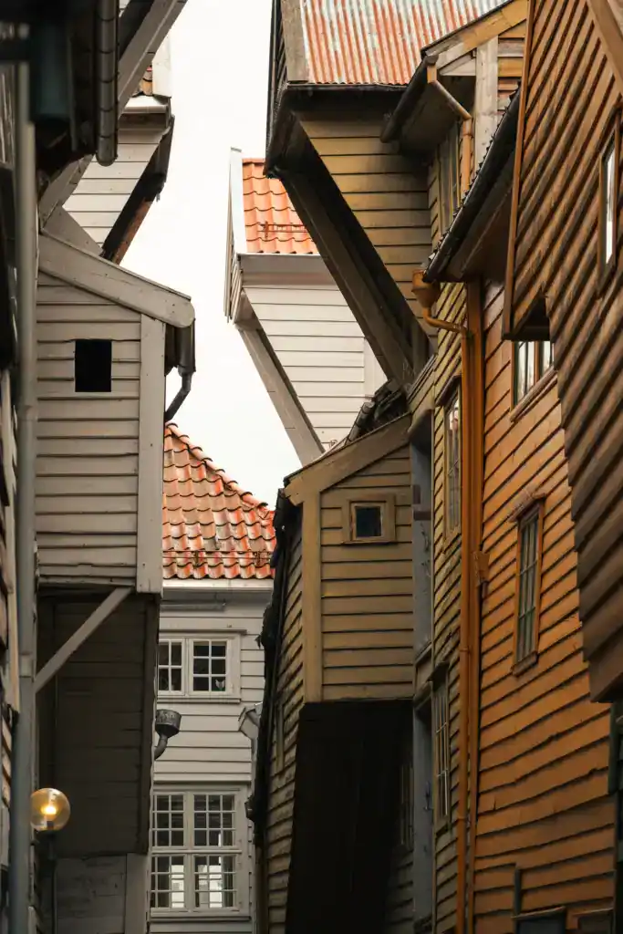 The crocked old buildings in Bryggen