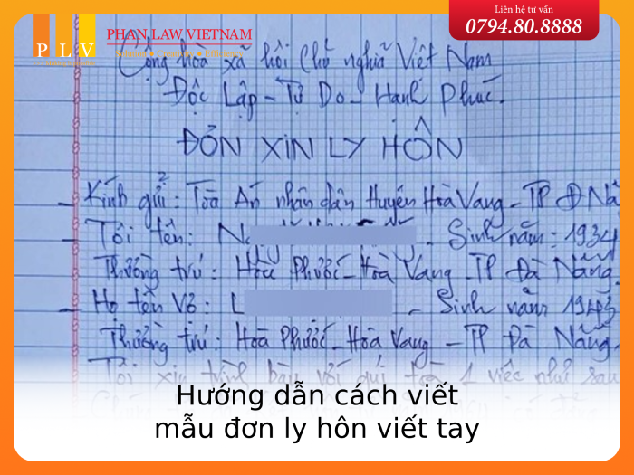 Hướng dẫn cách viết mẫu đơn ly hôn viết tay