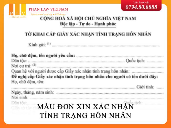 Mẫu đơn xác nhận tình trạng hôn nhân