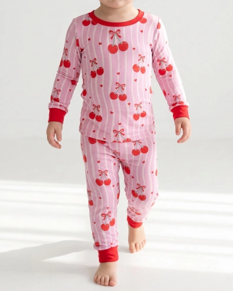 Bamboo Toddler Pajama Set | Sweet Cherry Hearts