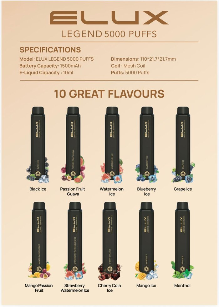 Elux Legend 5000 Puffs Disposable Vape Elux Legend 5000 Puffs Disposable Vape