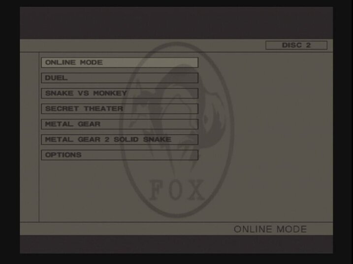 Metal Gear solid - menu