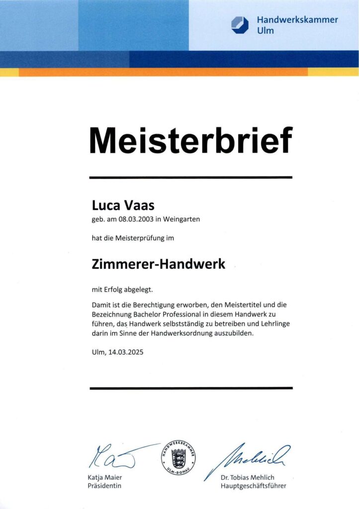 meisterbrief luca vaas