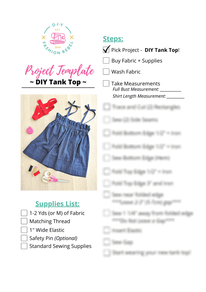 DIY Tank Top Project Template Preview