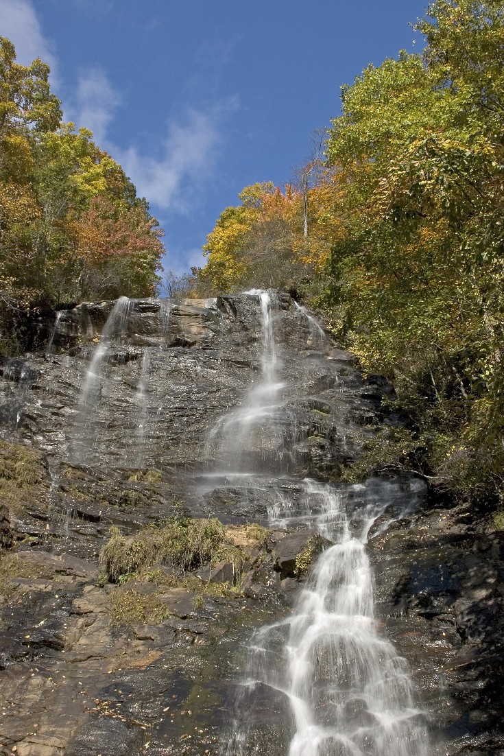 Experience the Beauty of the Blue Ridge Mountains Fall Foliage in Georgia State Parks 2 Beautiful Autumn leaves overhang the falls in Amicalola Falls State Park.
