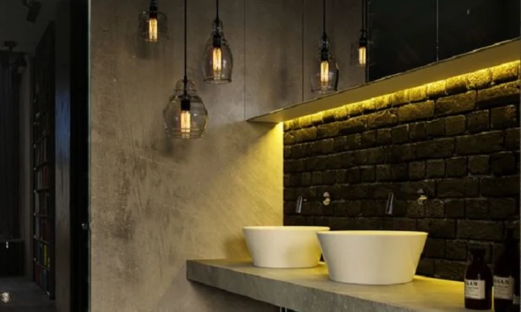 Toilet dengan interior industrial, Sumber: interiordesign.id