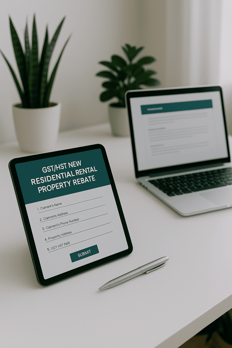 Landlord reviewing documents to apply for GST HST rental rebate Canada