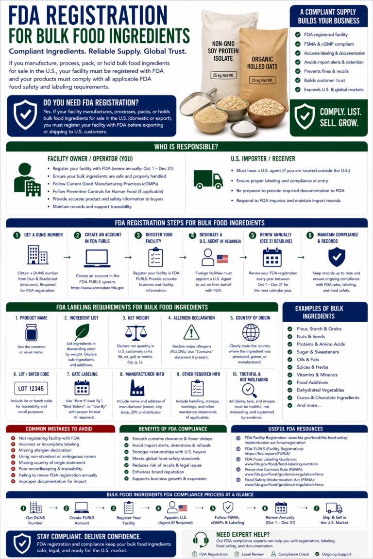 FDA Registration for Bulk Food Ingredients