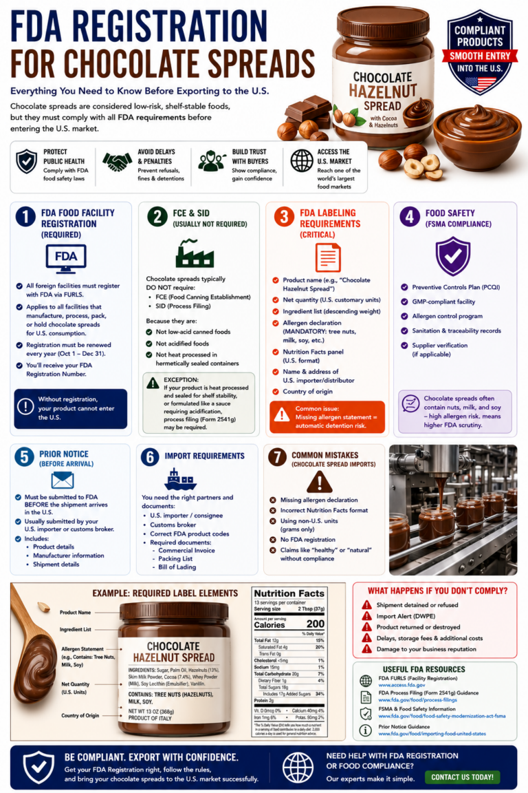 fda registration for chocolate spreads