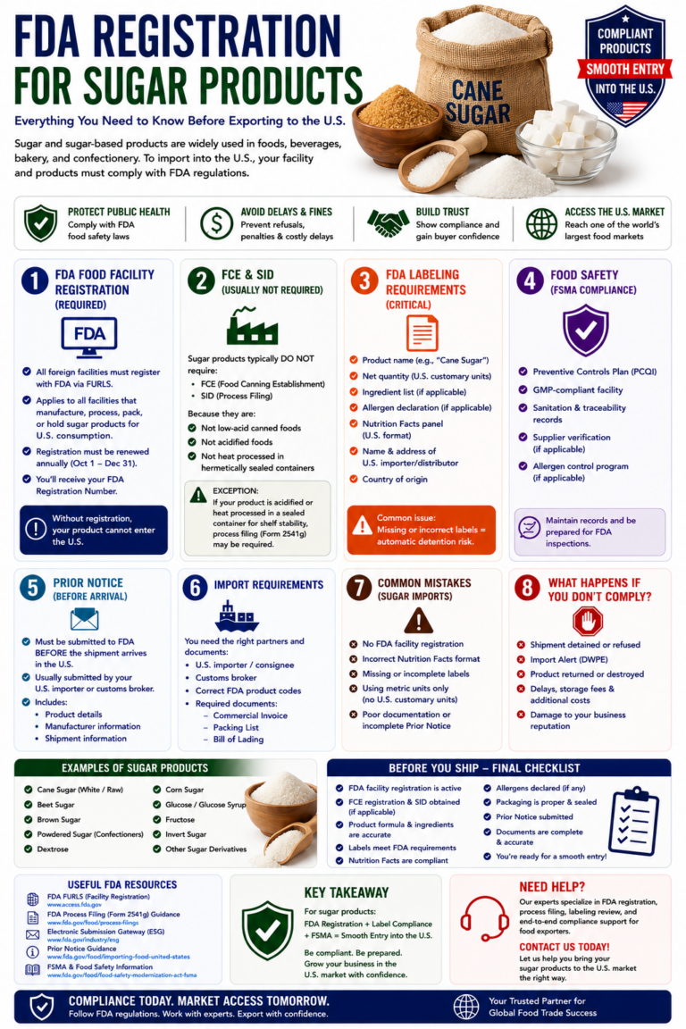 fda registration for sugar products
