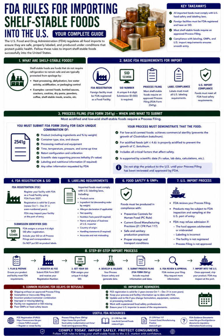 fda rules for importing shelf stable foods into the u.s