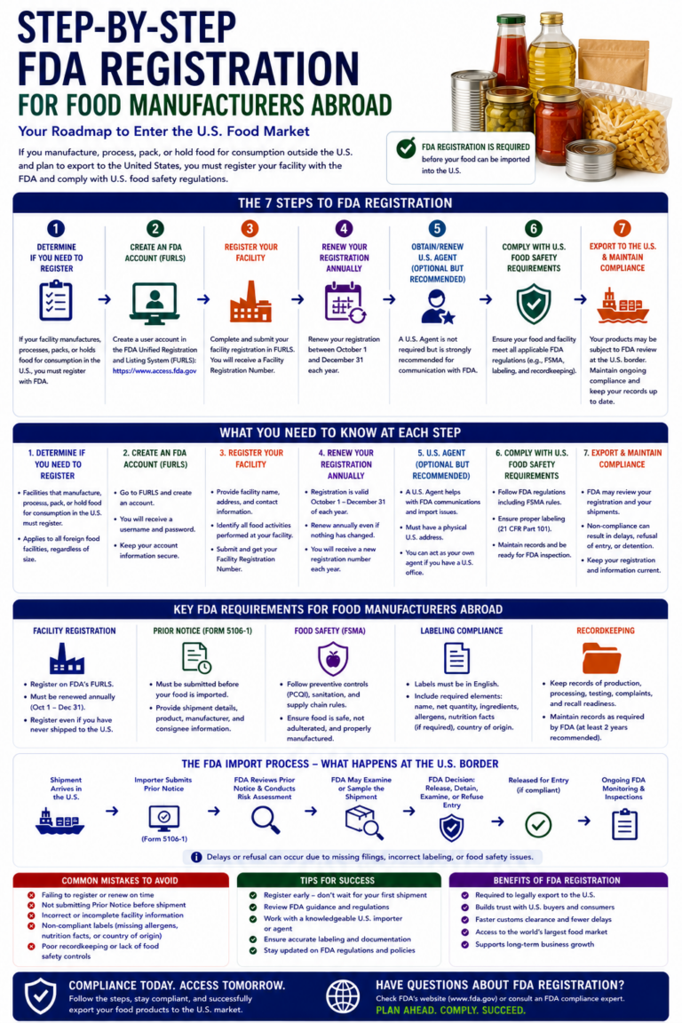 step by step fda registration for food manufacturers abroad