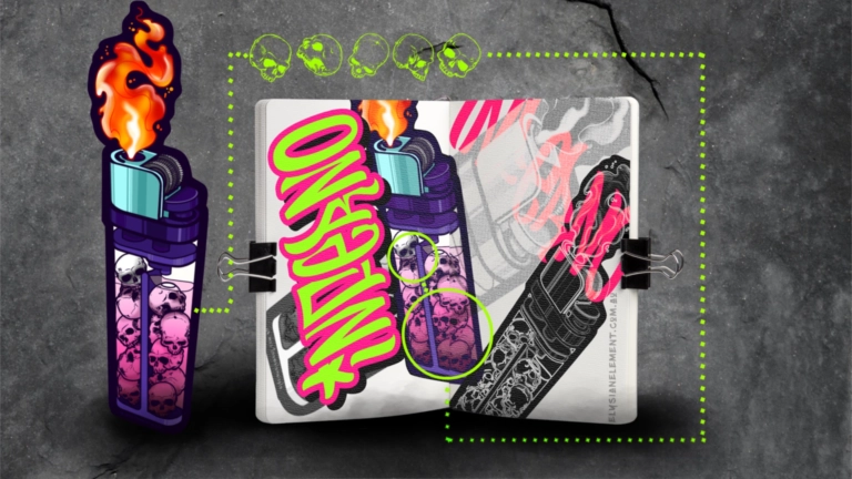 Inferno digital design of skulls in lighter by janelle Hickson