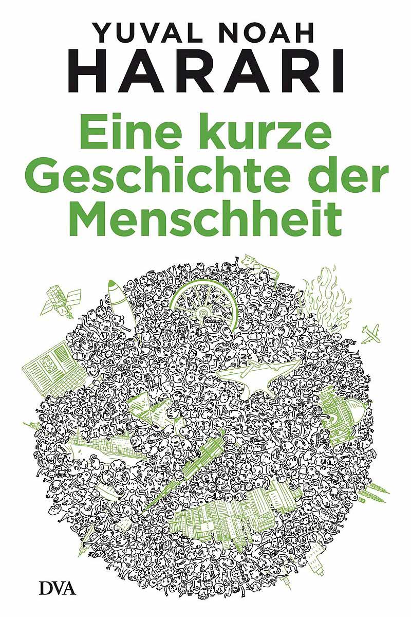 Buchcover „Eine kurze Geschichte der Menschheit“ von Yuval Noah Harari.