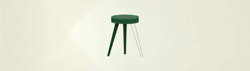 Illustration of a three-legged stool with one leg shown as an outline instead of solid, representing an uneven approach to web accessibility