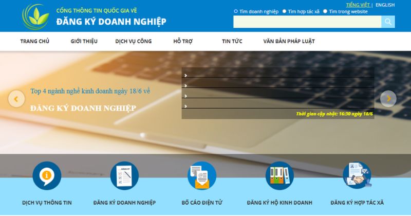 Cổng thông tin quốc gia về đăng ký doanh nghiệp.