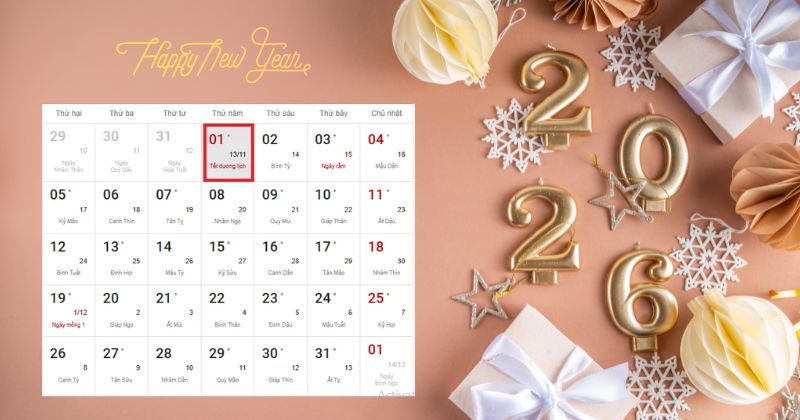 Lịch nghỉ tết dương lịch 2026