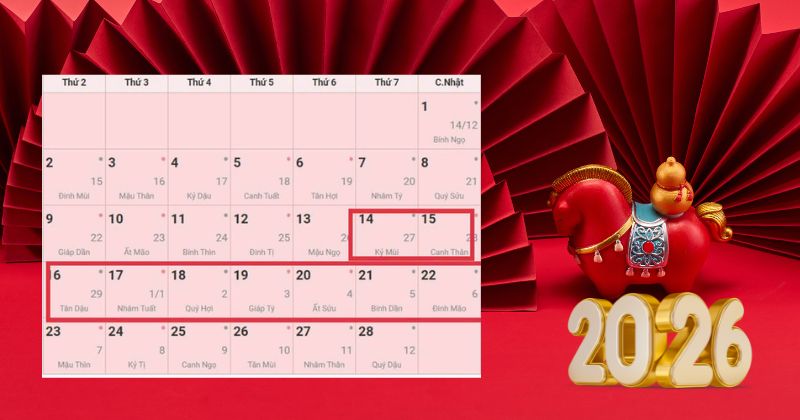 Lịch nghỉ Tết ta 2026.