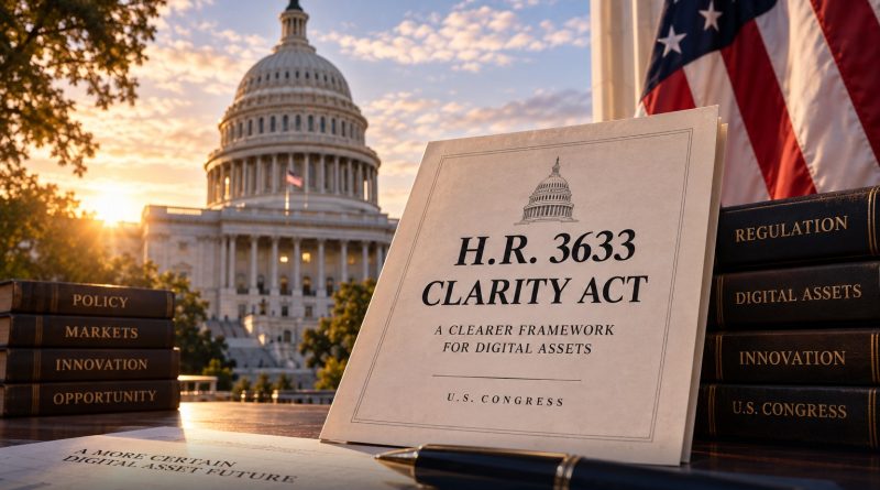 U.S. Capitol and H.R. 3633 Clarity Act document in a cinematic legislative scene